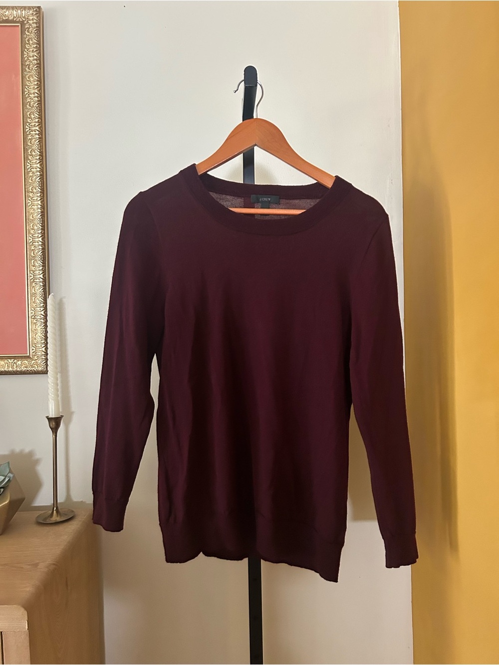 J.Crew Tippi Sweater 100% Merino Wool Maroon Burgundy Crewneck Size Large